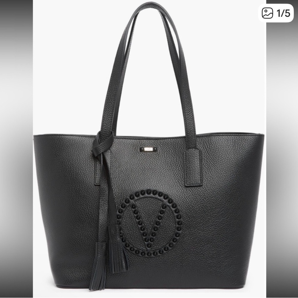 Valentino by Mario Valentino Garavani Black Leather Tote